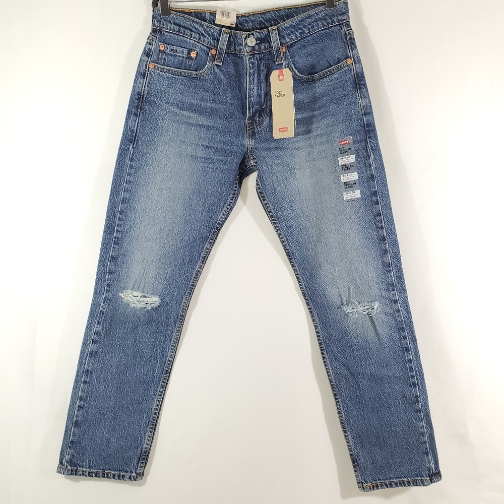 New Levi Mens 502 Taper Jeans Blue Stretch 29x30